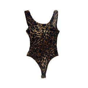 Peachy Girl‎ Leopard Print Bodysuit Tank Top Sleeveless Snap Closure - Medium